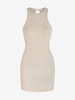 Mini-Robe Moulante Tricotée Semi-Transparente sans Manches M Café lumière