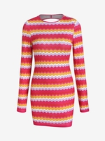 Mini Robe Moulante Zigzag Coloré Ouverte Au Dos S Rouge