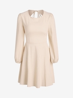 Mini Robe Nouée Ouverte Au Dos à Manches Longues Xs Café lumière