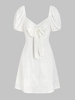 Mini Robe Nœud Papillon en Couleur Unie Zippée Au Dos à Œillet S Blanc