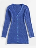Mini Robe Pull Moulante à Boutons M Bleu