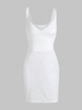 Mini Robe Style Débardeur à Col en V avec Détail Sous Poitrine L Blanc