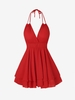 Mini Robe Superposée à Bretelle sans Dos à Col Halter M Rouge