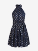 Mini Robe Superposée Ceinturée à Pois M Bleu profond