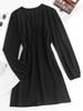 Mini Robe Taille Empire à Manches Longues M Noir