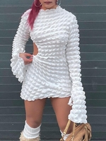 Mini Robe Texturée Découpée Popcorn S Blanc