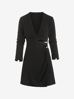 Mini-Robe Tordue Découpée à Manches Longues S Noir