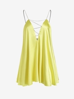 Mini-robe Trapèze à Découpes en Echelle et Motif de Diamant M Jaune
