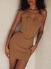 Mini Robe Tube en Dentelle Style Corset L Café