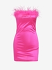 Mini Robe Tube Plume en Satin M Rose clair
