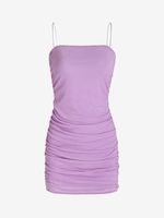 Mini Robe Zippée Superposée en Maille à Volants M Violet clair