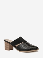Mules à Talons Épais avec Découpes et à Bouts Pointus