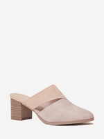 Mules à Talons Épais et Bas avec Découpes et à Bouts Pointus