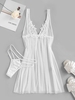 Nuisette Lingerie en Dentelle en Maille Transparente avec Culotte S Blanc
