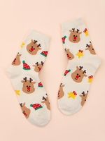 Paire de Chaussettes Motif Adorable Élan de Noël
