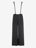 Pantalon à Bretelle Texturé Epaule Nouée à Jambe Large L Noir