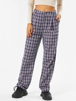 Pantalon à Carreaux à Taille Haute avec Poche S