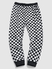Pantalon à Carreaux Imprimé Contrasté Xl Noir