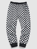 Pantalon à Carreaux Imprimé Contrasté Xl Noir