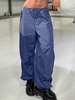 Pantalon à Cordon de Serrage Esthétique Y2K à Taille Basse S Bleu