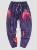 Pantalon à Imprimé Feuilles D