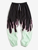 Pantalon à Imprimé Flamme à Taille Elastique 2xl Vert clair