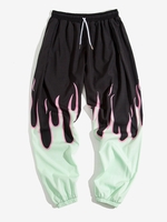 Pantalon à Imprimé Flamme à Taille Elastique 2xl Vert clair