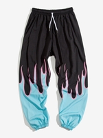 Pantalon à Imprimé Flamme à Taille Elastique 3xl Bleu clair