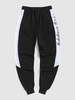 Pantalon à Imprimé Lettre à Pieds Etroits à Cordon Streetwear L Noir
