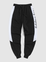 Pantalon à Imprimé Lettre à Pieds Etroits à Cordon Streetwear L Noir