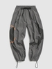 Pantalon à Imprimé Lettre Croisé à Jambe Large M Gris
