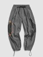 Pantalon à Imprimé Lettre Croisé à Jambe Large M Gris