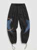 Pantalon à Imprimé Lettre Croisé à Jambe Large M Noir
