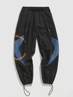 Pantalon à Imprimé Lettre Croisé à Jambe Large M Noir