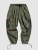 Pantalon à Imprimé Lettre Croisé à Jambe Large M Vert armée