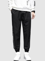 Pantalon à Imprimé Lettre Patch en Blocs de Couleurs Xl Noir
