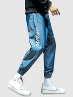 Pantalon à Imprimé Lettre Rayé Réfléchissant Xl Bleu myrtille