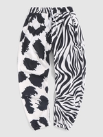 Pantalon à Imprimé Léopard Zèbre à Demi-Zip Xl Noir