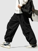Pantalon à Jambe Large avec Poche Latérale Design en Velours Côtelé L Noir