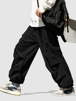 Pantalon à Jambe Large avec Poche Latérale Design en Velours Côtelé M Noir