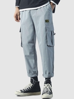 Pantalon 7 / 8 Cargo à Cordon de Serrage avec Multi-Poches M Bleu clair