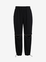 Pantalon aux Genoux avec Fermeture Éclair et à Jambes Larges de Grande Taille