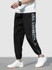 Pantalon avec Bordures Contrastes et Broderie de Lettres S Noir