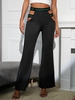 Pantalon Bootcut Découpé à Imprimé Lettre à Taille Haute L Noir