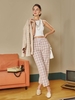 Pantalon Bouclé à Taille Haute en Tweed à Cordon S Rose clair