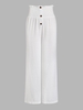 Pantalon Boutonné Plissé à Jambe Large S Blanc