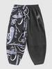 Pantalon Capri de Vacances à Imprimé Visage Abstrait M Noir