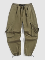 Pantalon Cargo à Bretelles Bouffant à Cordon L Vert noisette