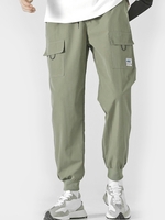 Pantalon Cargo à Cordon avec Poche à Rabat à Pieds de Poutre Streetwear M Vert clair