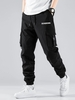 Pantalon Cargo à Imprimé Lettre à Bretelle Bouclée avec Multi-Poches M Noir